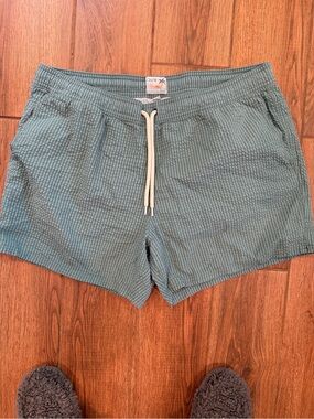 J. Crew Teal Seersucker Swim Trunks 5” / men’s xl